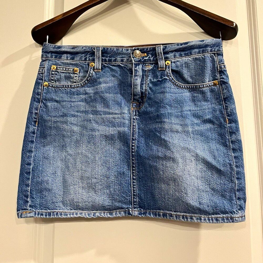 J.CREW Indigo Denim Mini Skirt Y2K Fashion 100% cotton Womens Size 27 0070